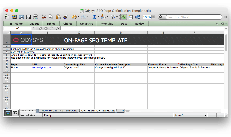 , Free Innkeeper Resource: On-Page SEO Template, Odysys
